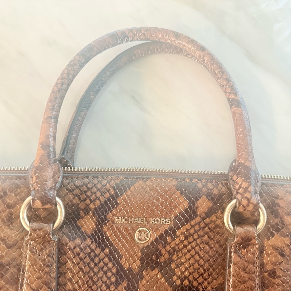 Michael Kors Elson Brown Python-Embossed Leather … - image 4
